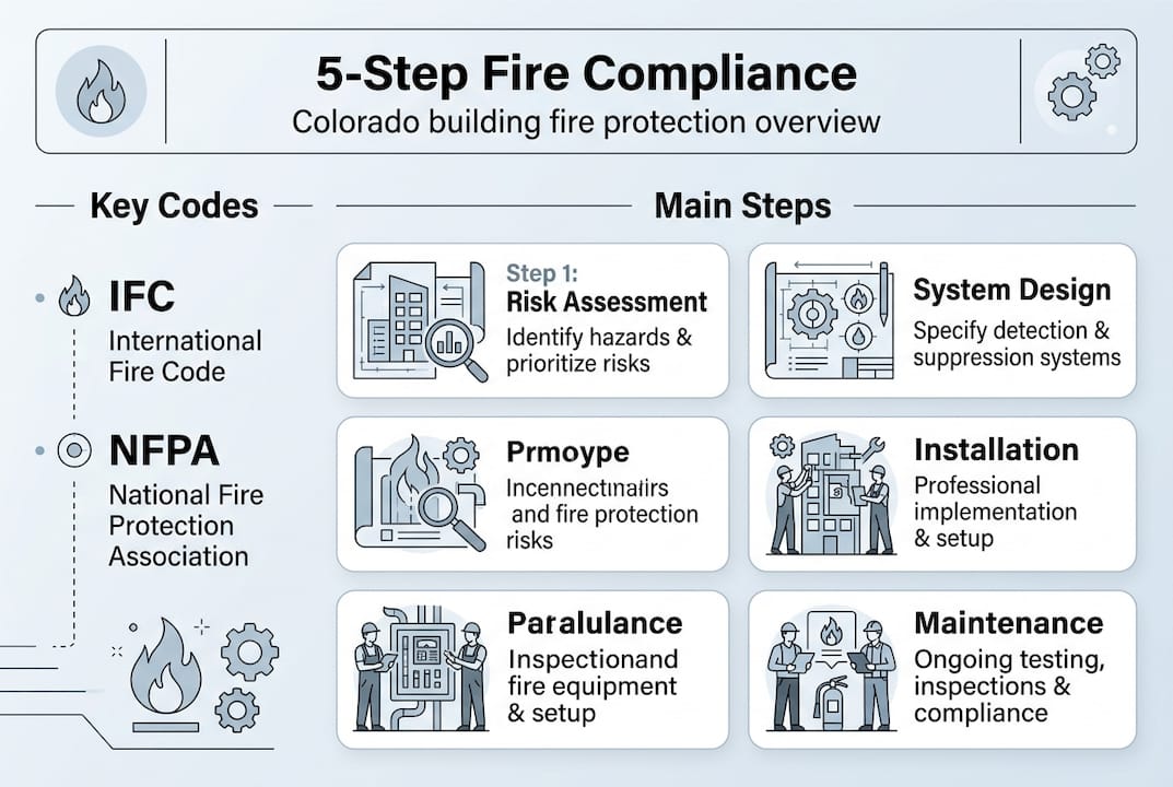 Infographic of Colorado 5-step fire compliance process