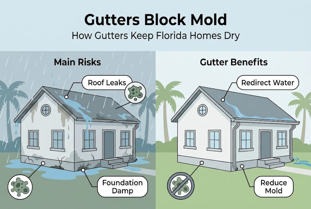 Infographic on gutters blocking mold in Florida