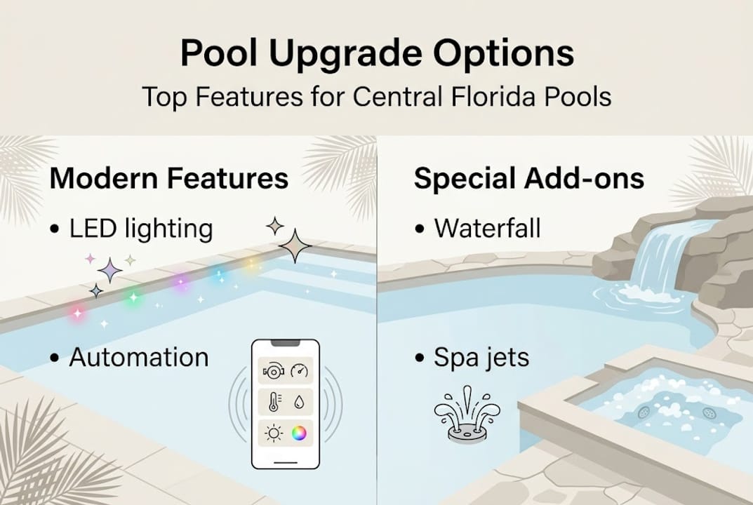 Infographic of popular Central Florida pool upgrades