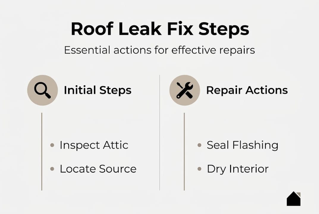 Infographic shows steps to fix roof leak