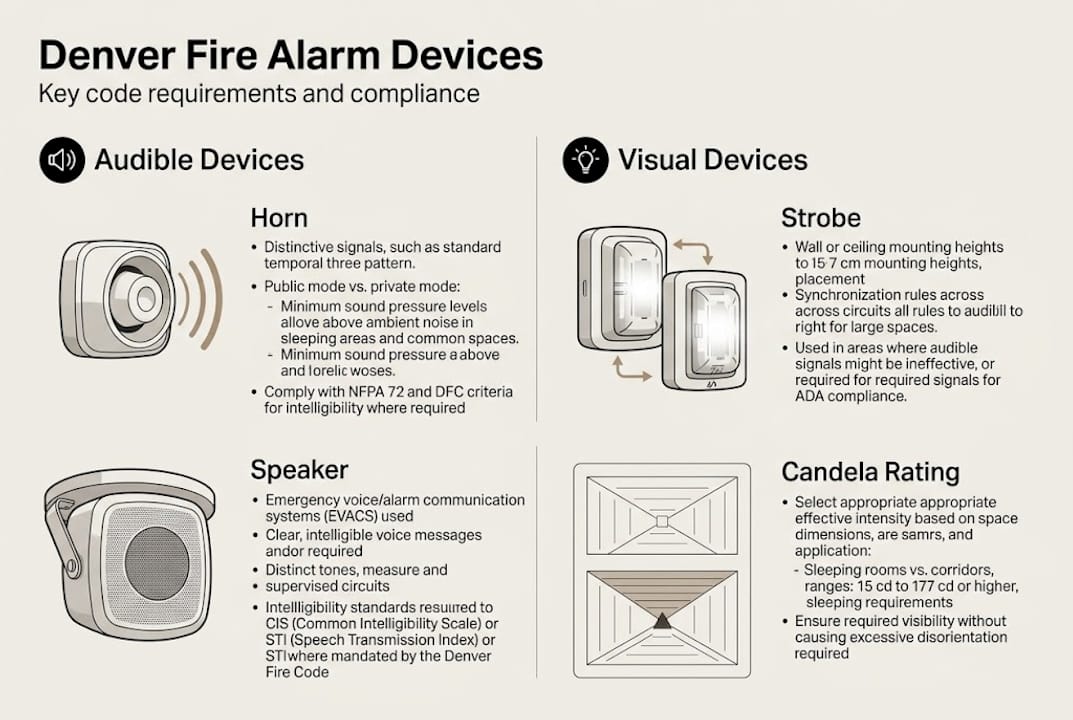 Infographic on Denver fire alarm device rules