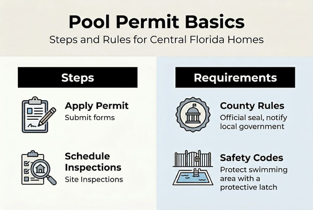 Infographic showing pool permit steps and rules