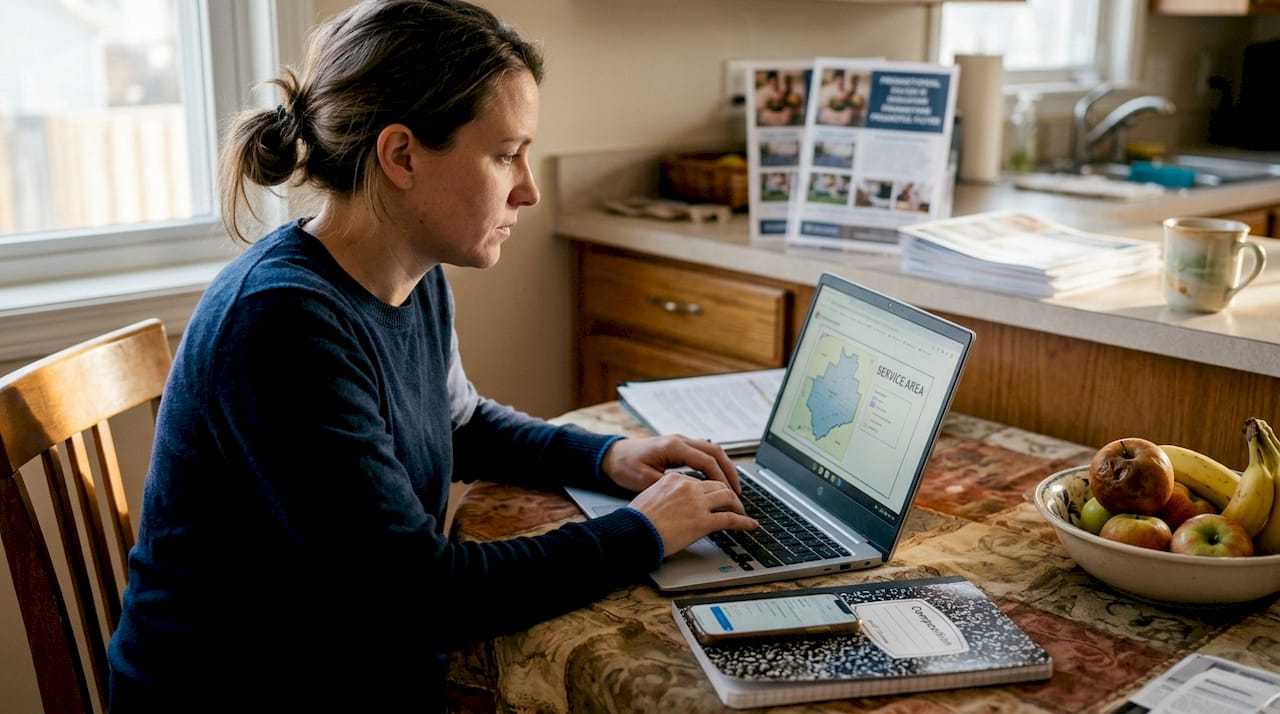 Small business owner managing local marketing