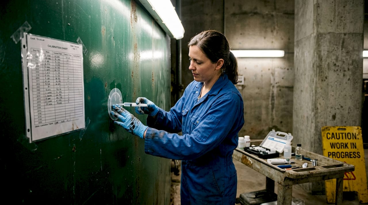 Technician applying Bresle patch for salt testing