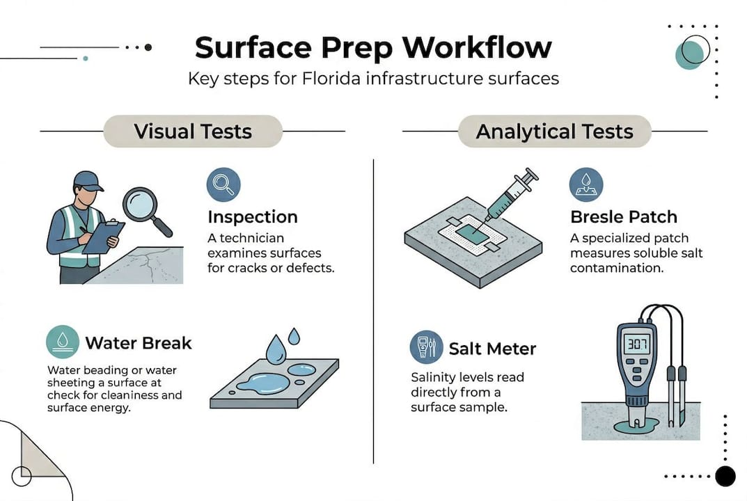 Infographic showing surface prep workflow steps