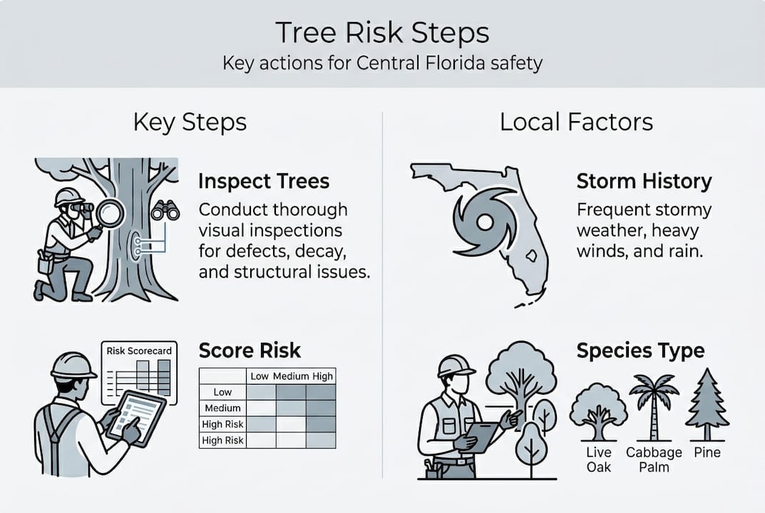 Infographic summarizes tree risk steps and factors