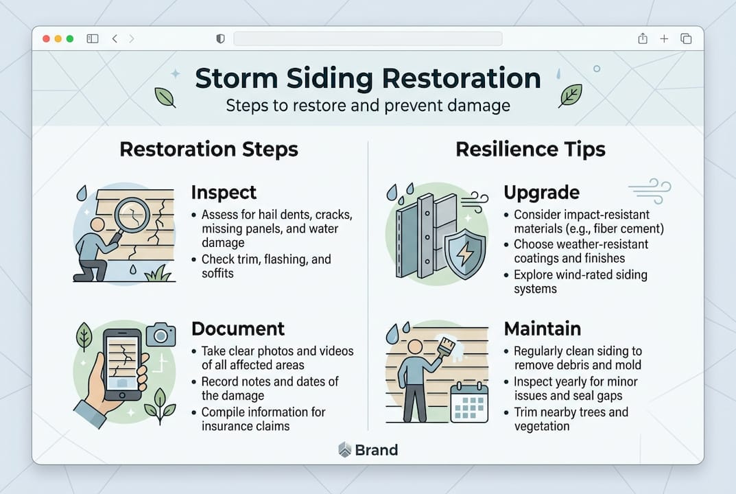 Infographic on storm siding restoration steps and tips