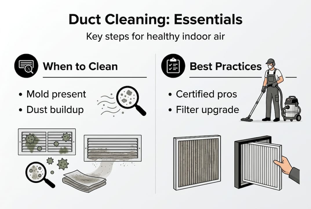 Infographic with duct cleaning steps and practices