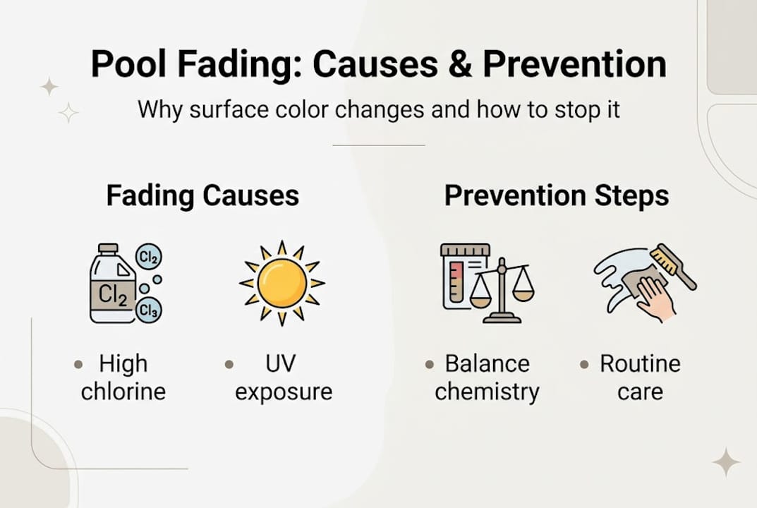 Infographic showing pool fading causes and solutions