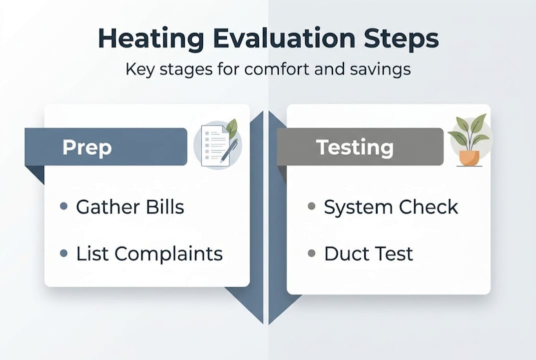 Infographic showing heating evaluation key steps