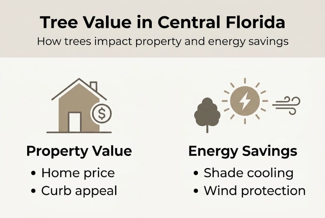 Infographic showing tree impact on property value