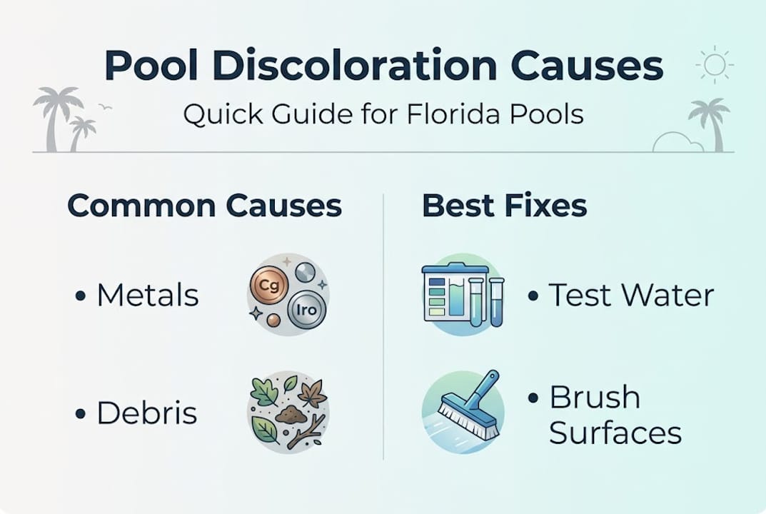 Infographic showing main causes and fixes for pool stains