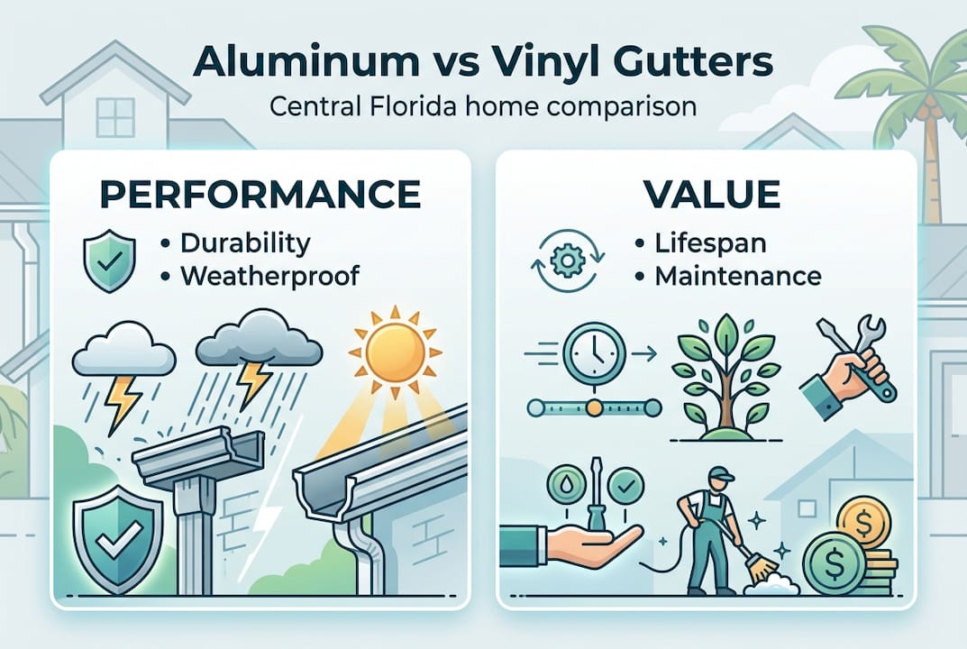 Infographic comparing aluminum and vinyl gutters
