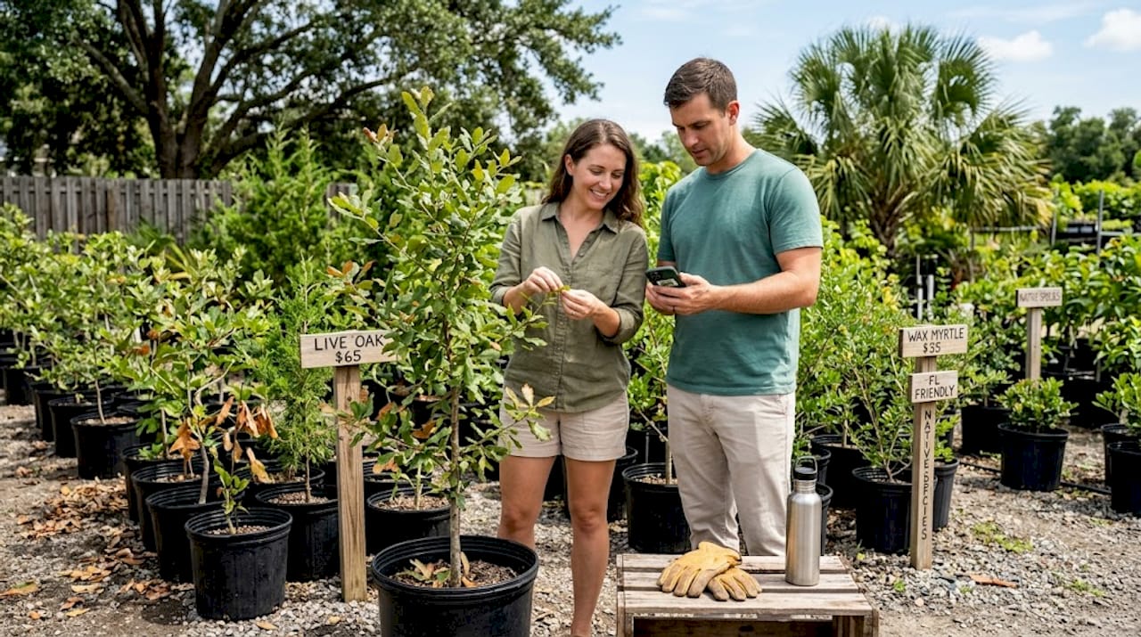 Homeowners shopping at Florida-friendly tree nursery