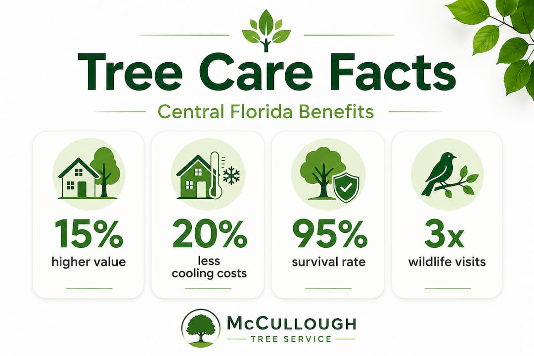 Infographic showing benefits and statistics for tree maintenance