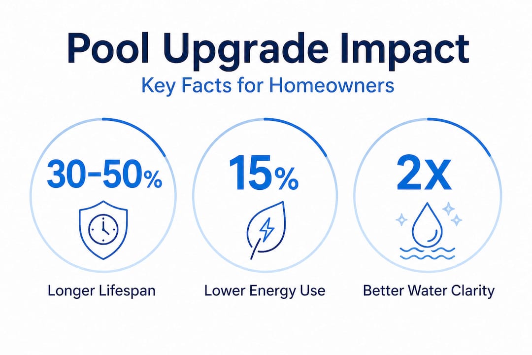 Infographic with pool equipment upgrade impact statistics