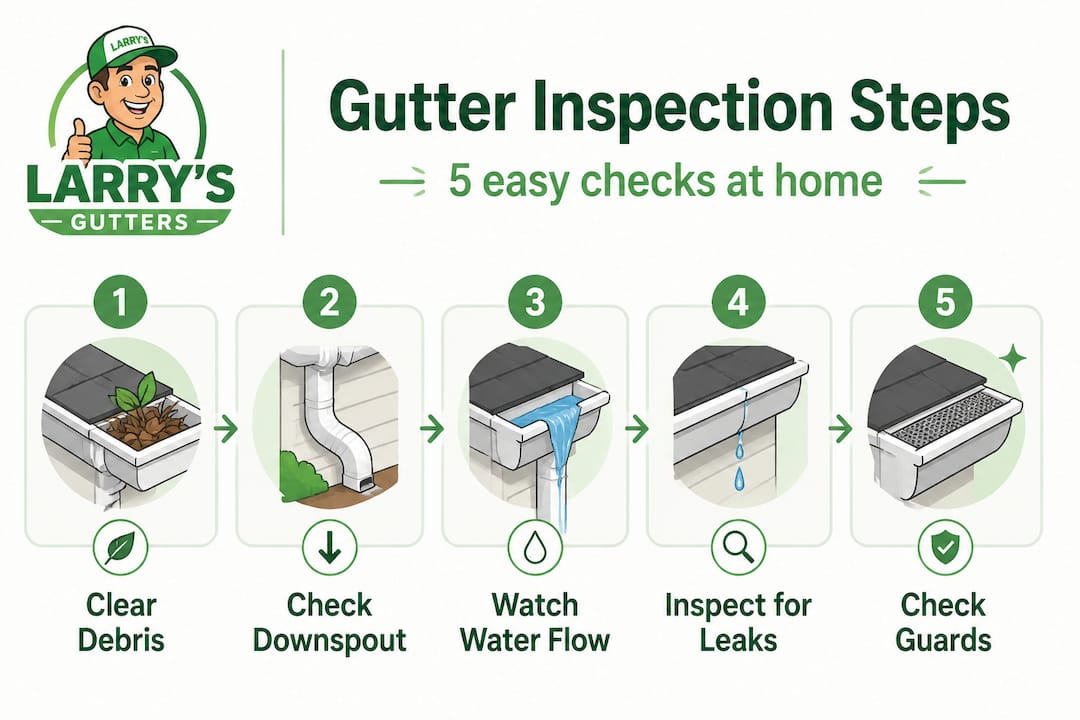 Infographic showing 5-step gutter inspection process