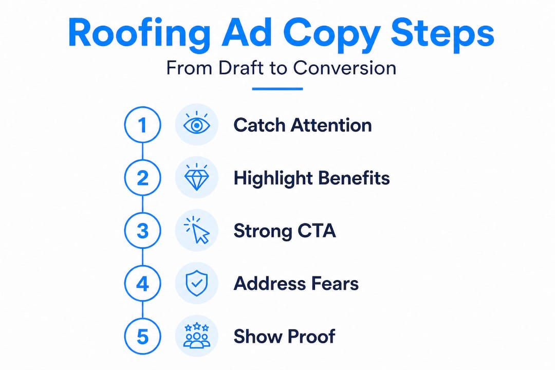 Infographic of five key ad copy steps