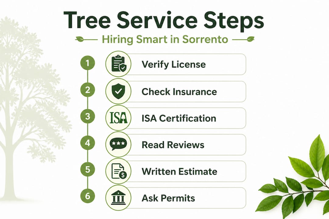 Infographic showing steps to hire tree service