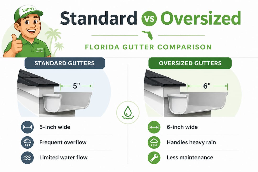 Infographic comparing standard and oversized gutters