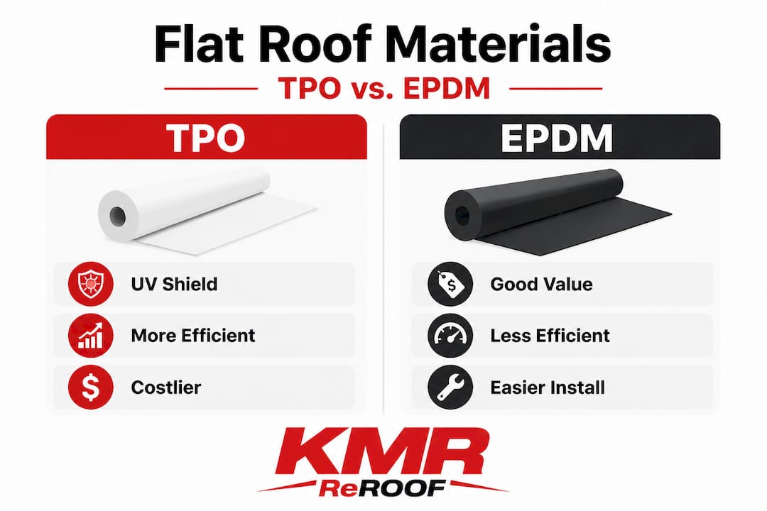 Infographic comparing TPO and EPDM roof materials