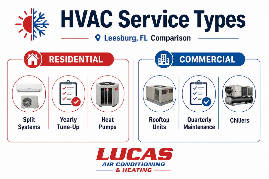 Infographic comparing commercial and residential HVAC features