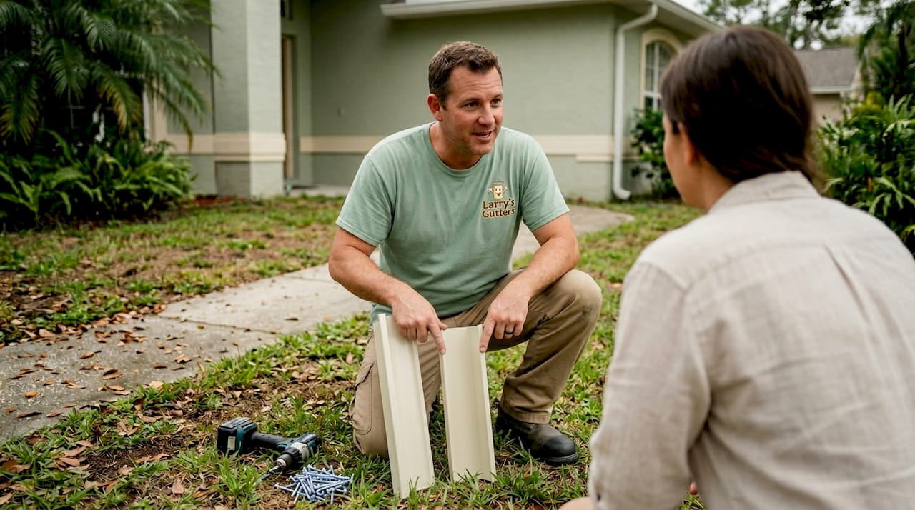 Contractor compares oversized and standard gutters
