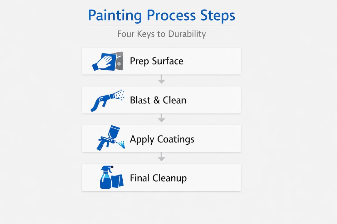 Infographic outlining four steps commercial painting