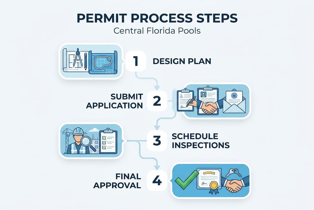 Infographic outlining pool permit process steps