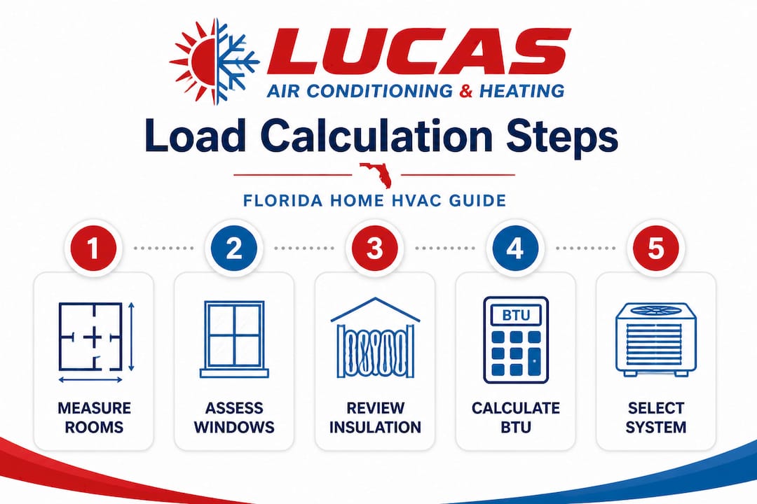 Infographic with load calculation steps for Florida homes