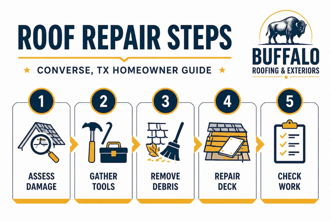 Infographic on roof repair steps for homeowners