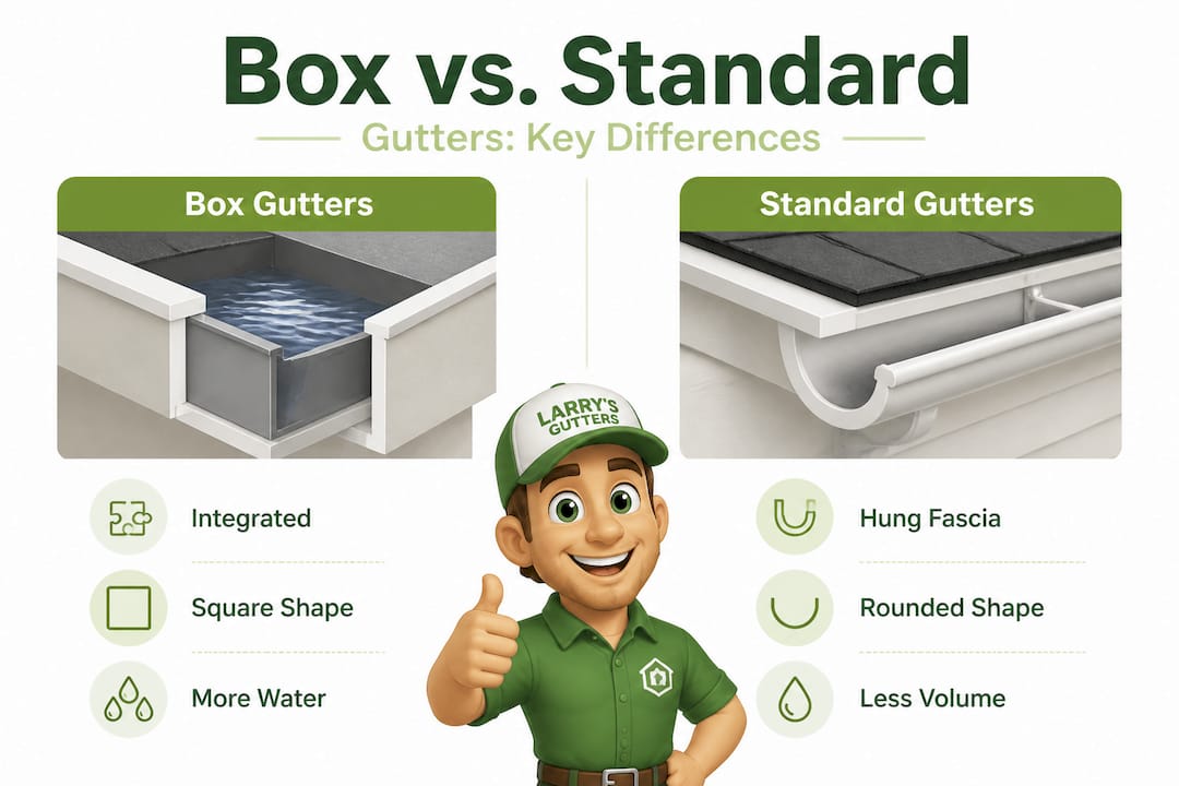 Infographic comparing box and standard gutters
