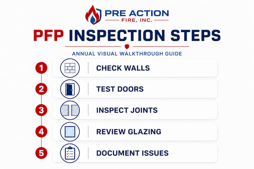 Infographic showing passive fire protection inspection steps