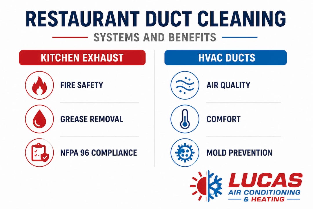 Infographic comparing kitchen vs hvac duct cleaning
