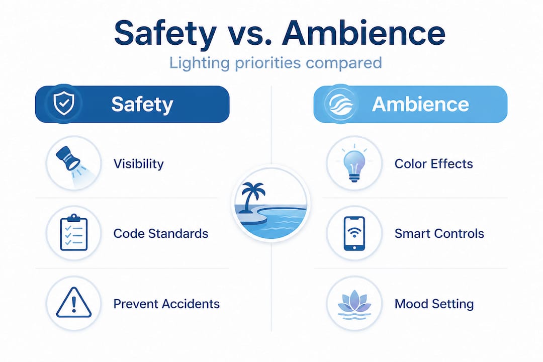 Infographic comparing pool lighting priorities
