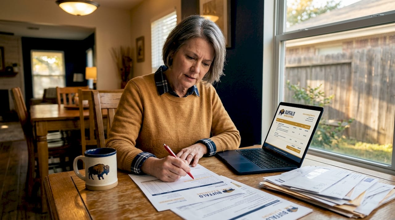 Homeowner reviewing detailed roofing quote paperwork