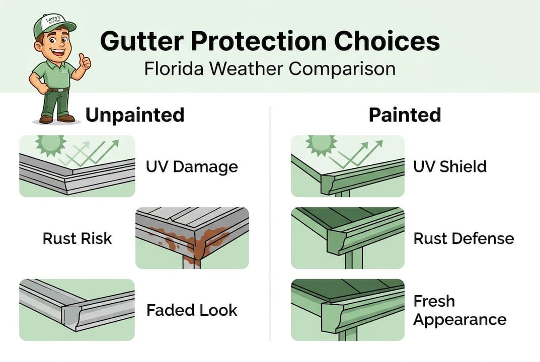 Infographic comparing painted versus unpainted gutters