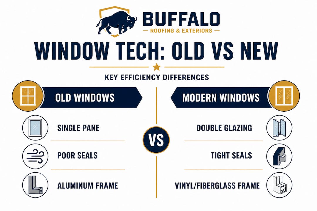 Infographic comparing old vs modern window features