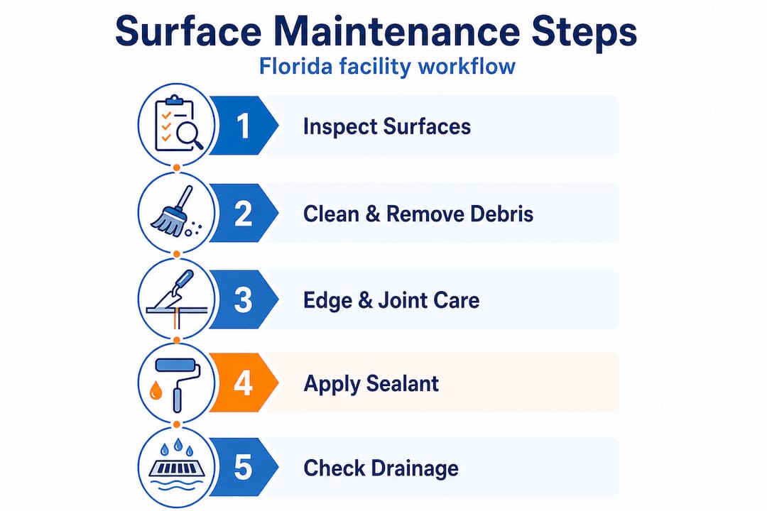 Vertical step infographic for Florida surface maintenance