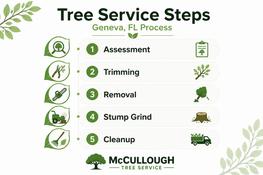 Infographic showing steps of tree service process