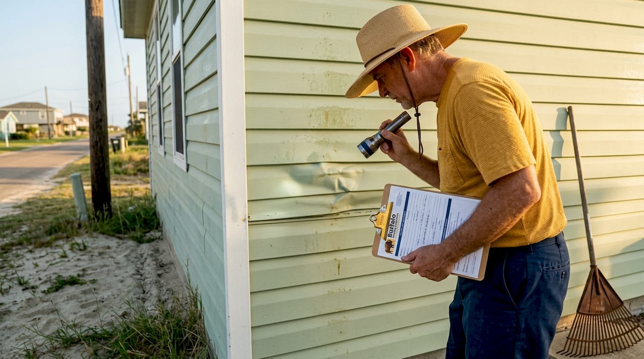 Inspecting siding for moisture and sun damage
