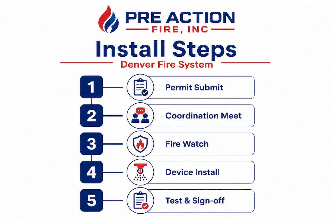 Infographic showing fire system install steps