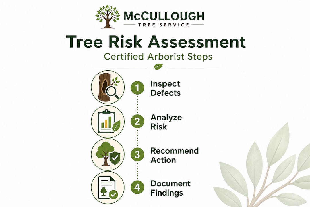 Infographic showing tree hazard assessment steps