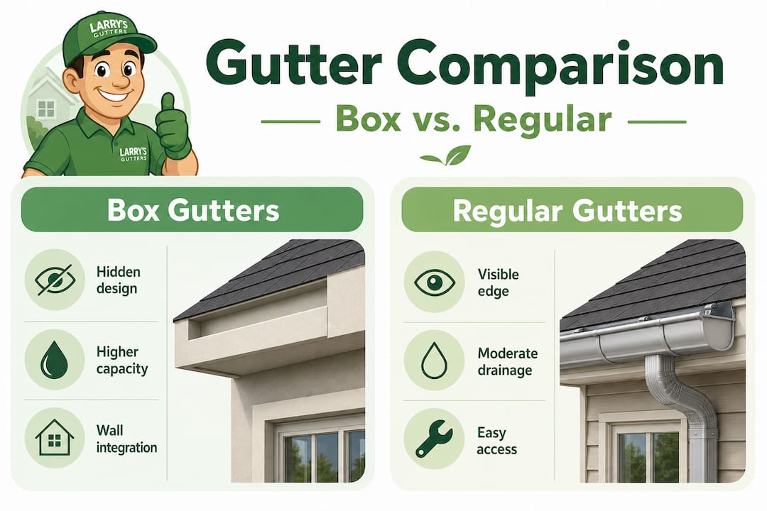 Infographic comparing box and regular gutters
