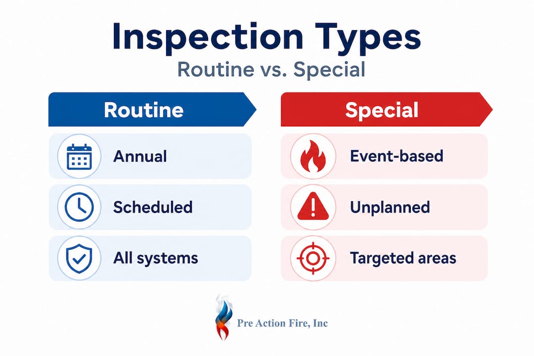 Infographic comparing routine and special fire inspections