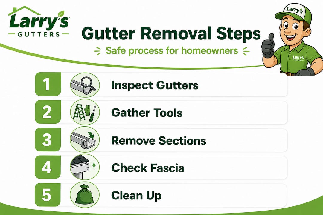 Infographic outlining steps to remove gutters safely