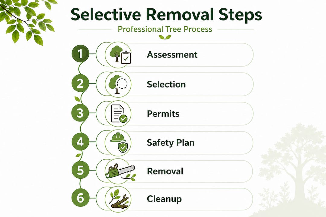 Infographic showing steps in selective tree removal
