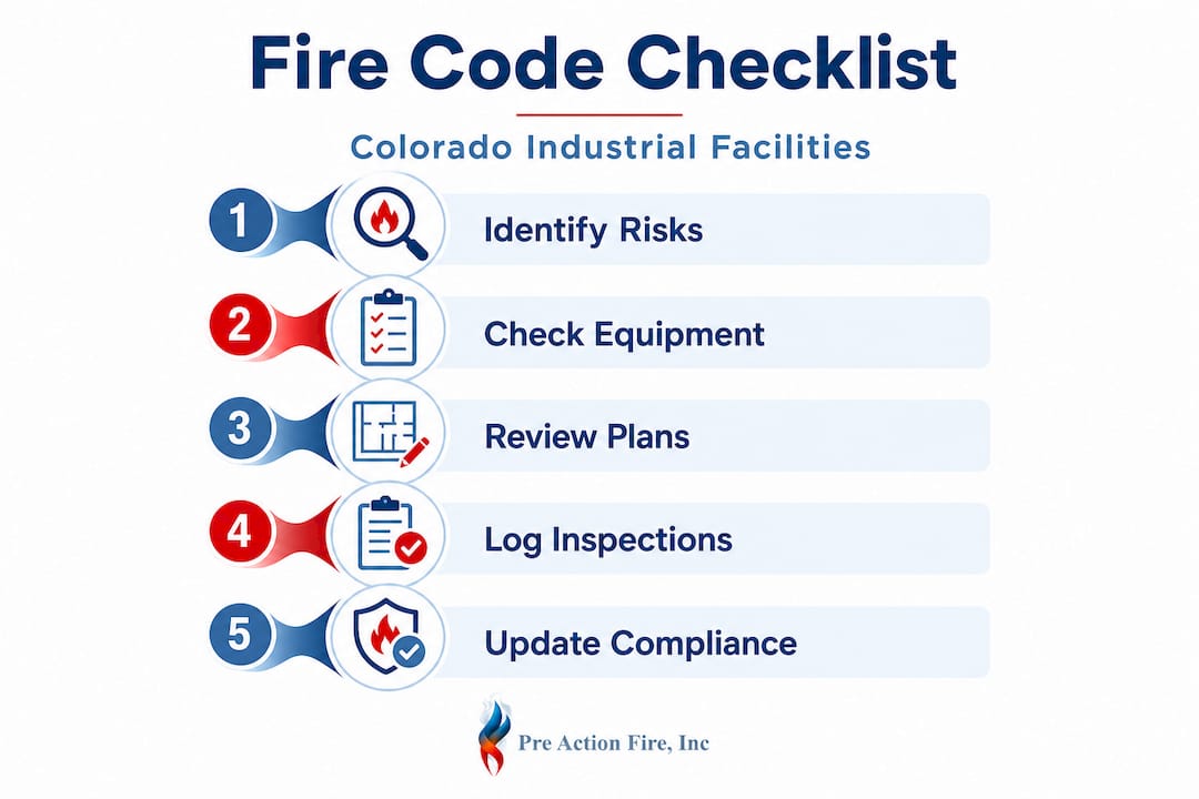 Infographic detailing Colorado facility fire safety steps
