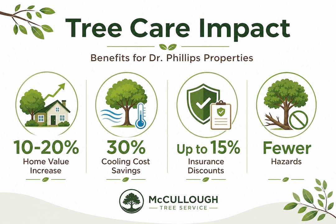 Tree service in Dr. Phillips, FL: expert care for your property 2 Infographic highlighting tree care benefits and statistics