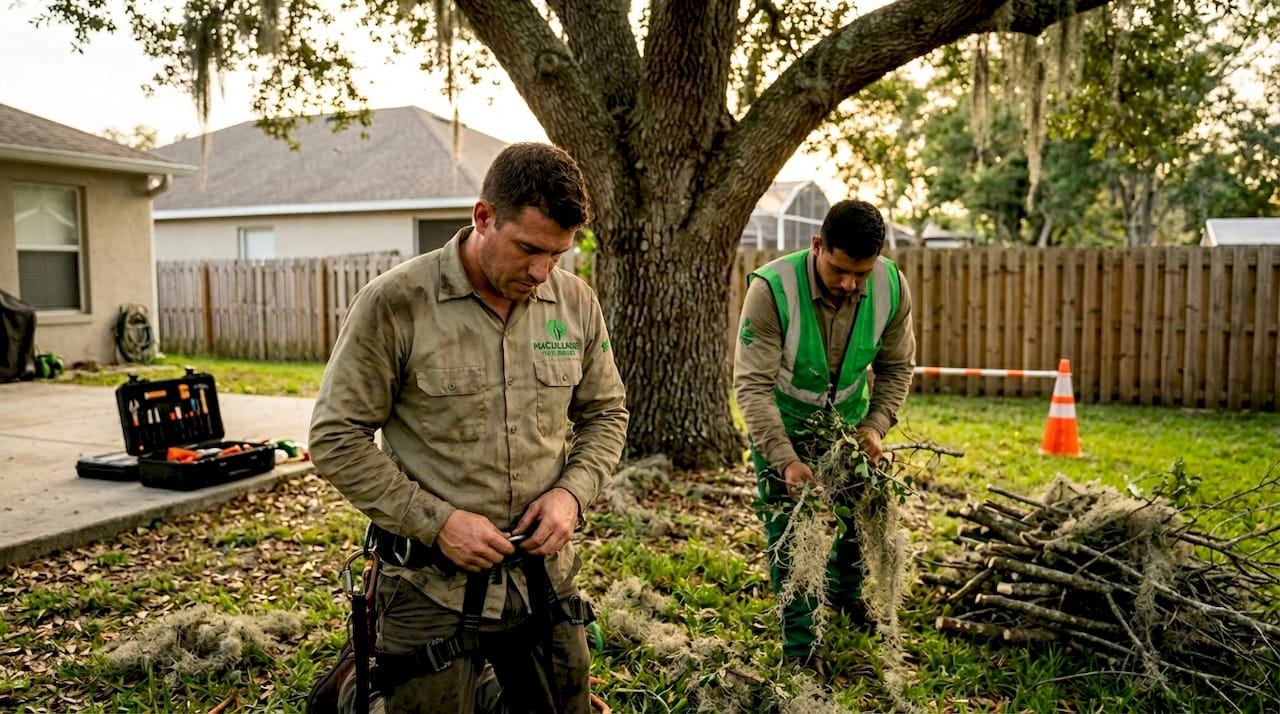 Tree service in Dr. Phillips, FL: expert care for your property 1 Tree service crew trimming large suburban oak